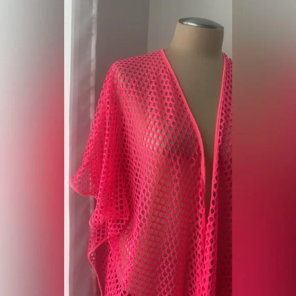 Neon Pink Mesh Swim Cover-Up - Picture 2 of 2